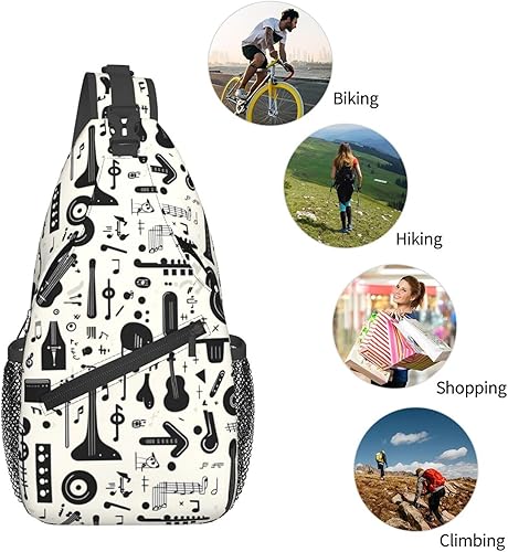 Miniatura 5 de Small Crossbody Bags for Women Men - Vintage Black Instrument Print Adjustable Shoulder Bag Fanny Packs Belt Sling Bag Crossbody Purses Backpack for