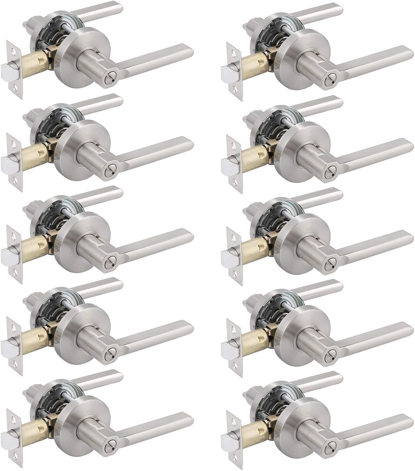 Gobrico Privacy Locks Universal Handles,Door Hardware for Bed and Bath,Keyless Interior Locksets,Right/Left Handed,10Pack