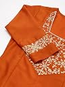 Curly Tales Girls Silk Floral Embroidered Regular Fit Round Neck Kurta Palazzo Dupatta Set Ethnic Wear for Kids Orange gallery image