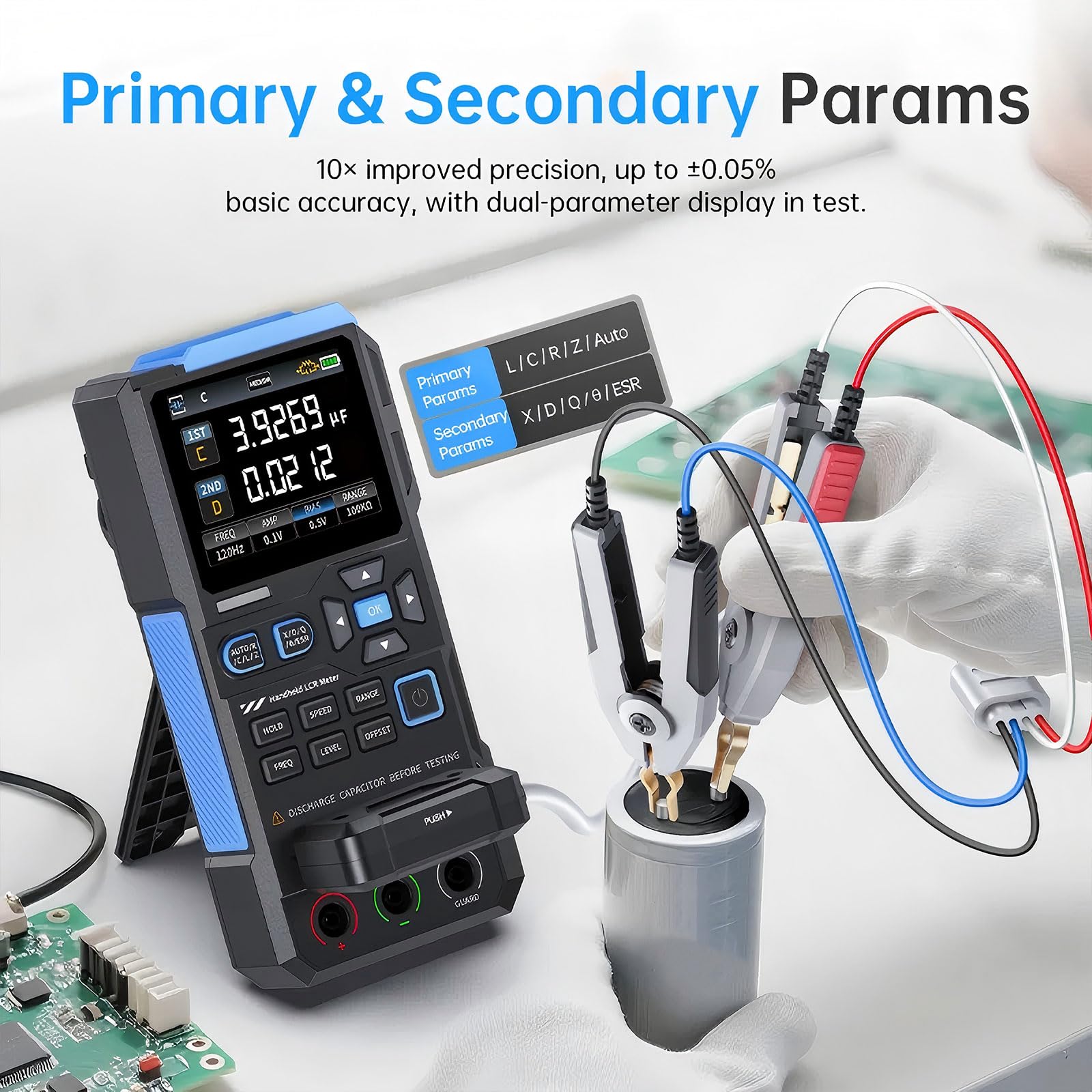 Misuratore funzioni multiple Tester capacità resistenza portatile con frequenza selezionabile da 100 Hz a 100 kHz per misuratore smistamento componenti elettrici da laboratorio