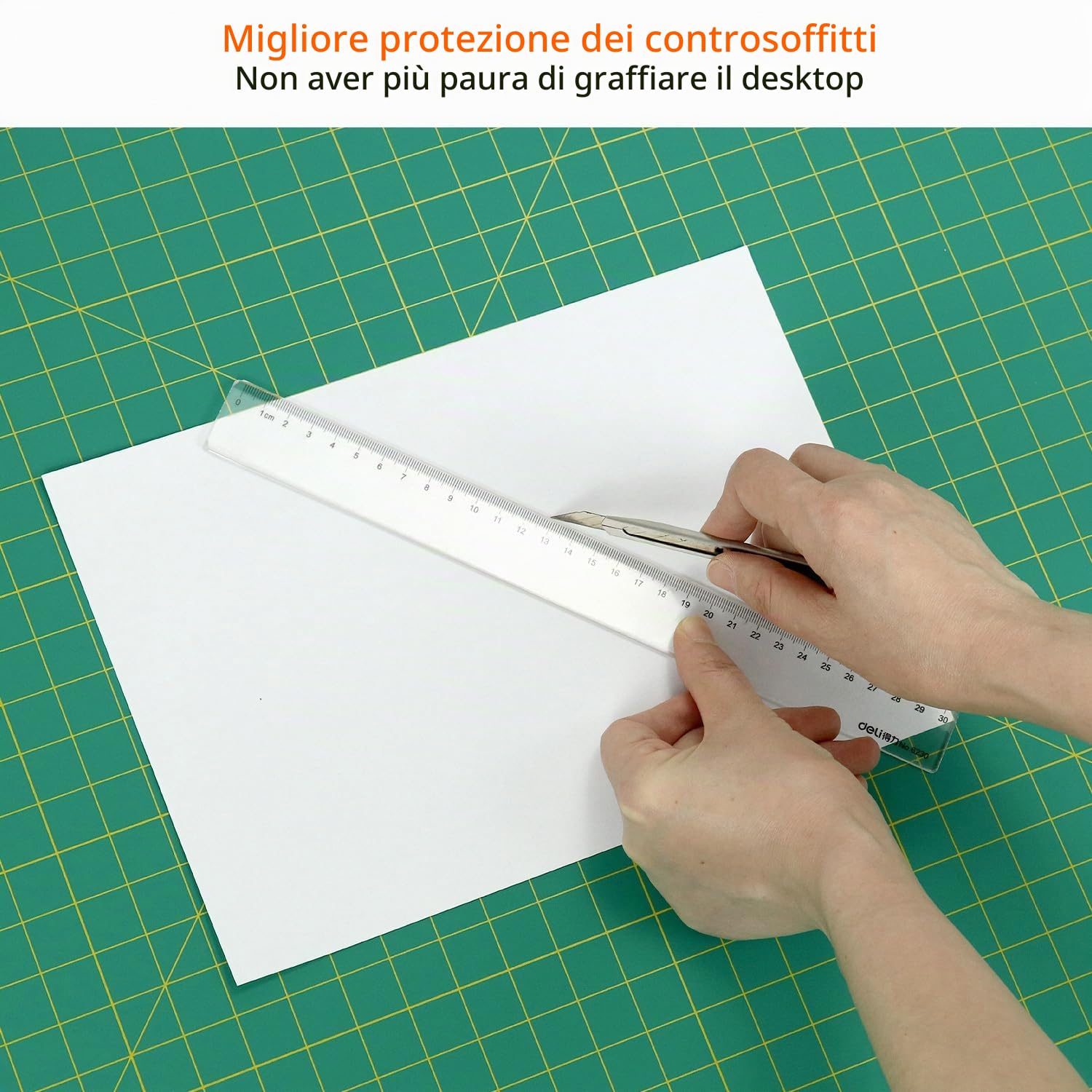 QWORK® Tappetino da taglio A0, verde, 120 x 90, tappetino da taglio autorigenerante, per cucito, scrapbooking, trapuntatura