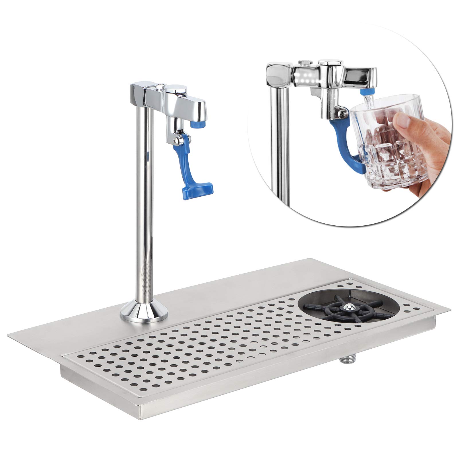 Acouto Enjuiciador de Vidrio de Grifo con Enjuague de Boquilla de ángulo Múltiple, Limpiador de Taza de Acero Inoxidable para Bar, Cafetería, Restaurante, Pub, Hogares, té, Hotel,