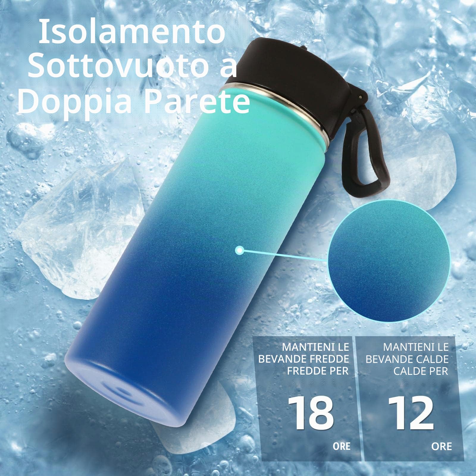 Volhoply 650ml Isolato Borraccia Termica con Cannuccia 4 Confezioni, Bottiglia in Acciaio Inox con Manico,Bottle a Doppia Parete, Bottiglie Sportive per Bambini,Scuola,Lavoro(Assortito,4 set)