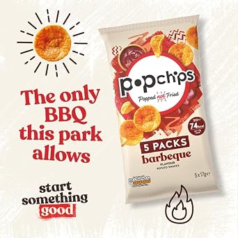 popchips - Barbeque Multipack Crisps 17g (BOX of 30) - Popped not fried, No artificial flavours or colours, Suitable for vegans