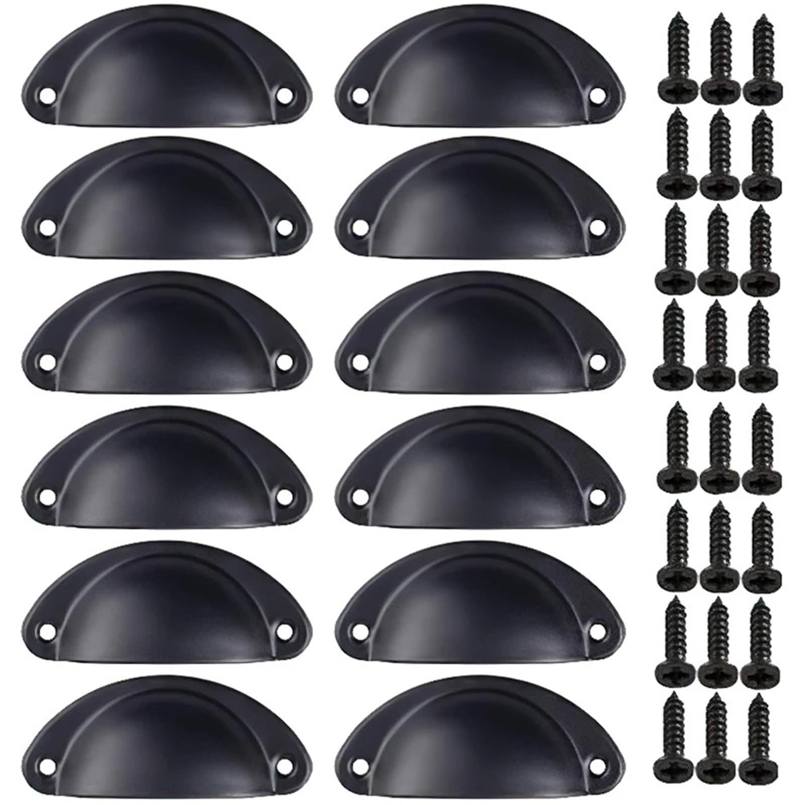 Wylqen Black Half Moon Handles 12Pc Bronze Half-Circle Shell Drawer Handles