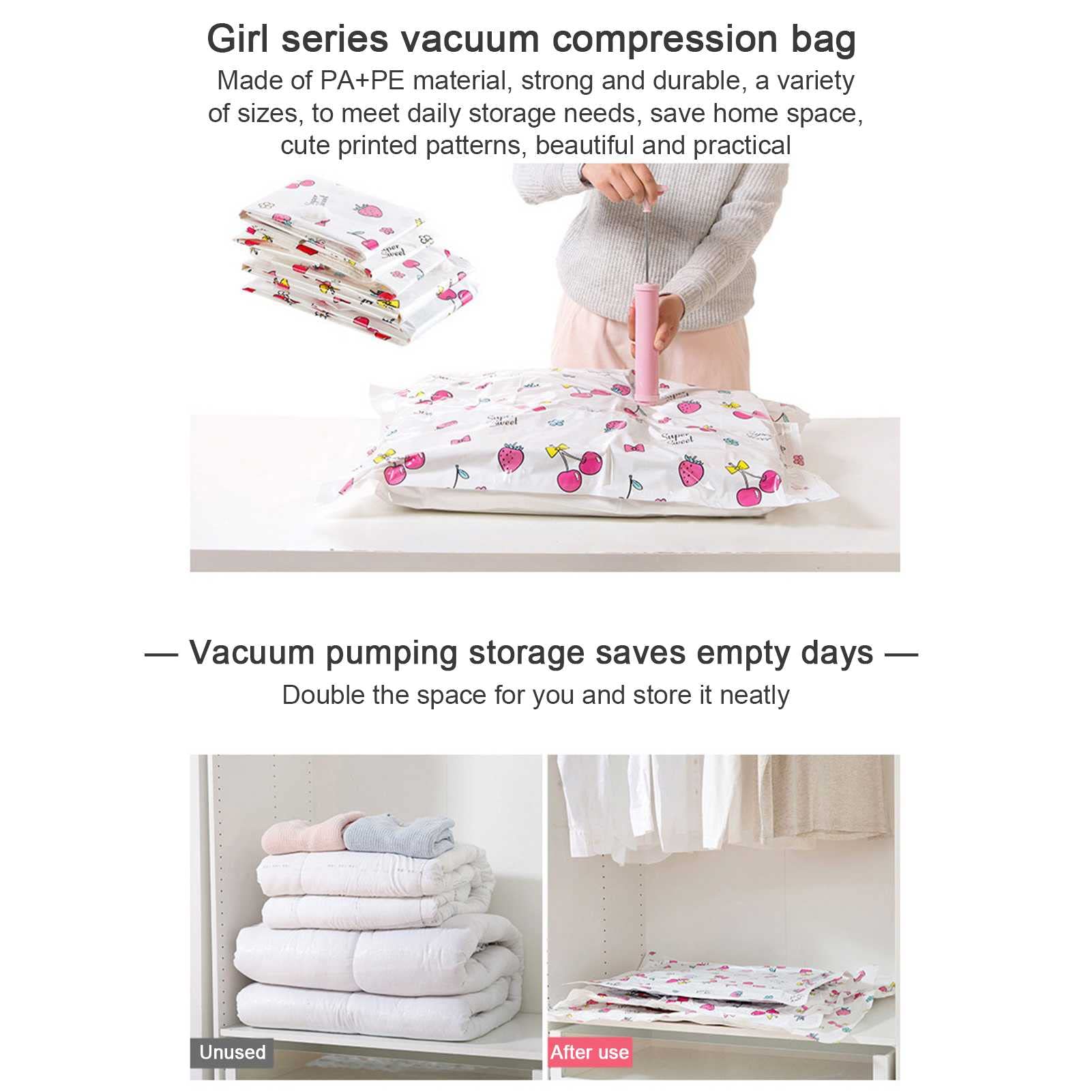 6 Pezzi Sacchetti di stoccaggio sottovuoto, 2 Confezioni Extra Large (47,24 "x39.37) Sacchi Spaventosi, for Abbigliamento, consolatore, Biancheria da Letto, Coperta, Pompa a Mano con Viaggi