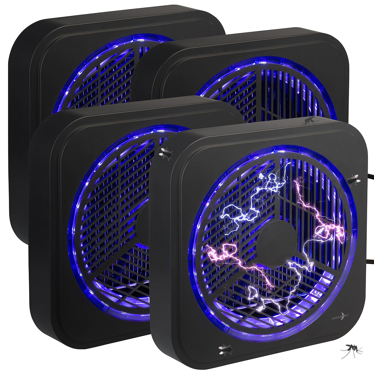 Lunartec Mückenvernichter-Lampe: 4er Set UV-Insektenvernichter zur Wandmontage, mit Selbstreinigung (Insektenvernichter UV-Licht, Mückenschutz-Innenmückenfallen)