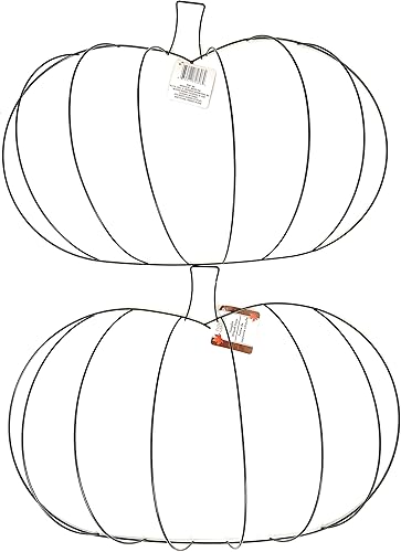 CABE Corona de metal en forma de calabaza en forma de alambre 3D 2 piezas (paquete con KC Tingamajig) Otoño Cosecha Halloween Artesanía Decoración