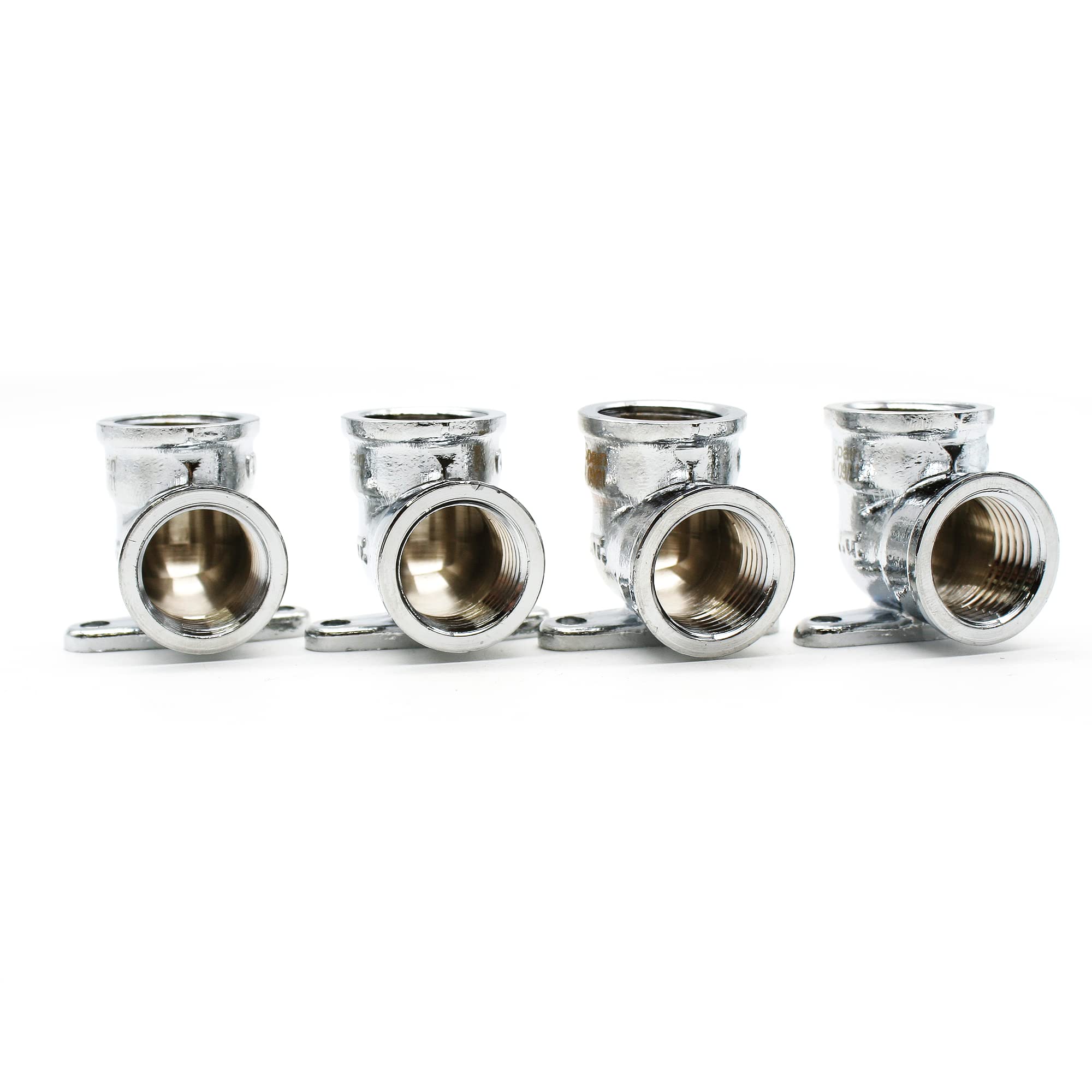 DOJA Barcelona Wall Box Brass Elbow Chrome-Plated Water Wall Connection Internal Thread Pack 4 Angle 90 Degree Wall Disc Elbow Piece Connector Fitting Parts Water Wall Connection Water Distributor - Image 4