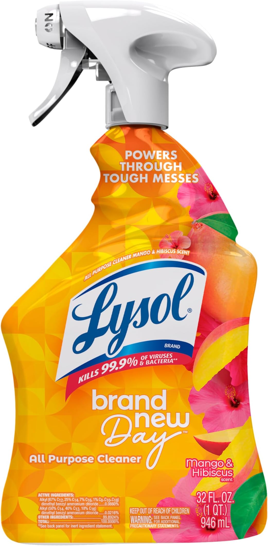 All Purpose Cleaner Spray, Multi-Purpose Disinfecting Spray, Kitchen & Bathroom Cleaner, Mango & Hibiscus Scent, 32 Fl Oz