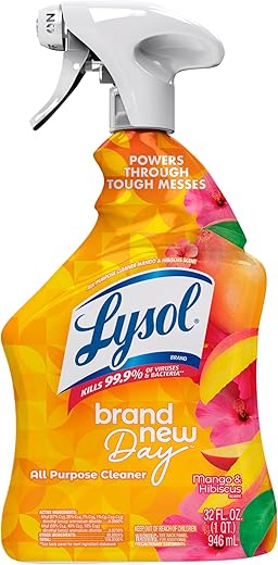 Lysol All-Purpose Cleaner, Sanitizing and Disinfecting Spray, To Clean and Deodorize, Mango & Hibiscus Scent, 32oz