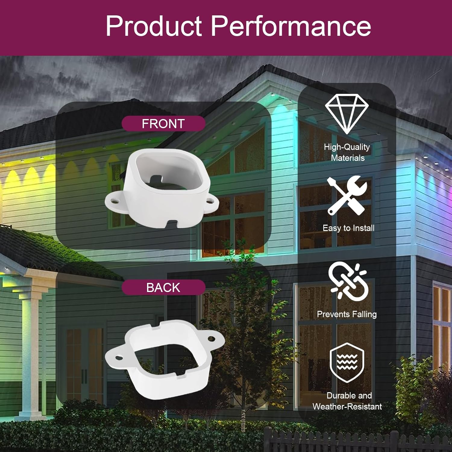 Light Clips Mounting Brackets for Govee Outdoor Lights Compatible with Govee H706 Series White（40 Packs