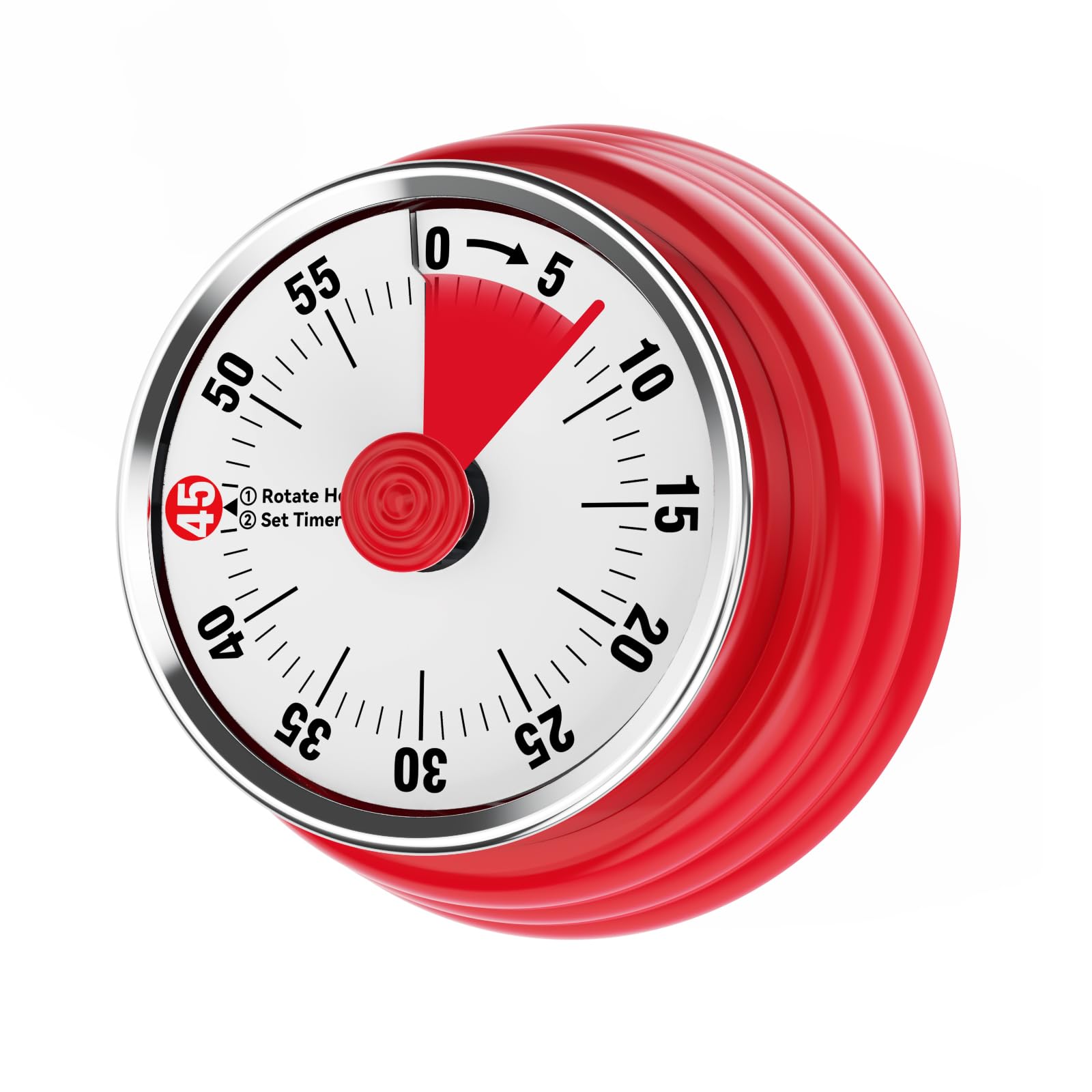 Mechanical Kitchen Timer, 60 Minute Visual Timers for Home Cooking Baking Oven Fitness Studying with Magnetic Backing (Red)
