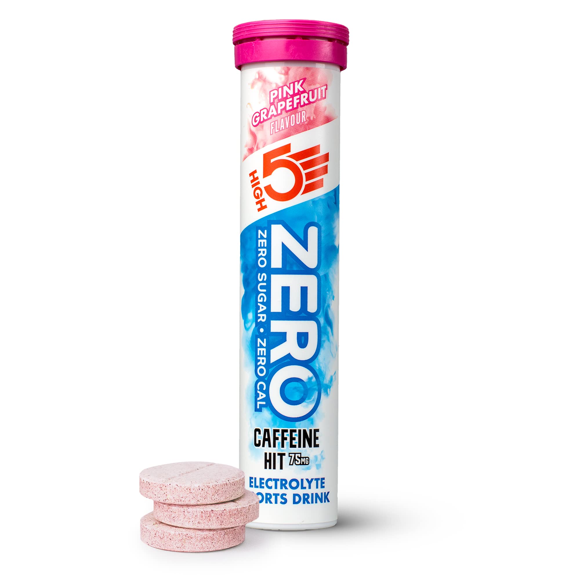 HIGH5 ZERO Caffeine Hit ElectrolyteTablets, Hydration Tablets Enhanced with Vitamin C, 0 Calories & Sugar Free, Boost Hydration, Performance & Wellness, Pink Grapefruit, 20 Tablets (20x, Pack of 1)