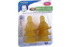 First Essentials by NUK Latex Baby Bottle Nipples, 6 Pack