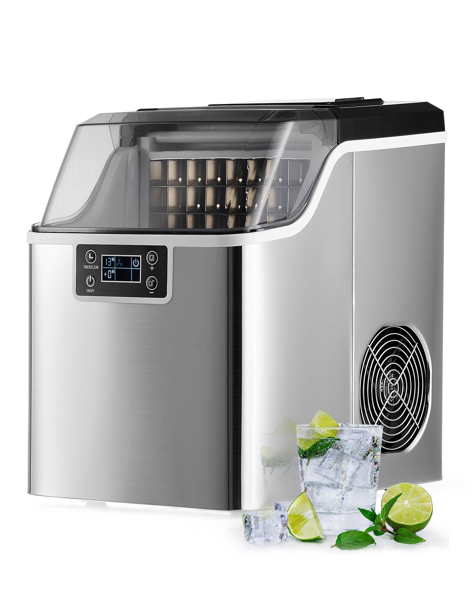 CO-Z Eiswürfelmaschine 22kg/24h, Edelstahl Eiswürfelbereiter mit Selbstreinigung, 24 Würfel in 11-20 Min, LCD-Display Eismaschine für Zuhause, Büro, Bar und Gastronomie