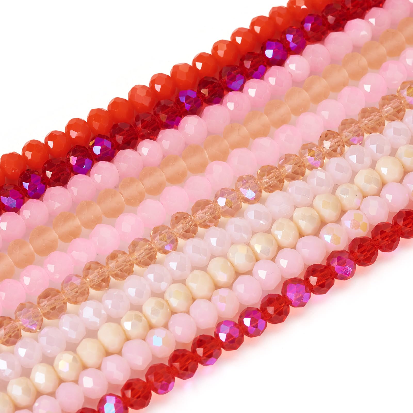 Bestewelry 9 Strands 4x3mm Faceted Rondelle Glass Beads Crystal Glass Beads Loose Spacer Beads for Bracelets Jewelry Making Home Decoration, Red โ image 1
