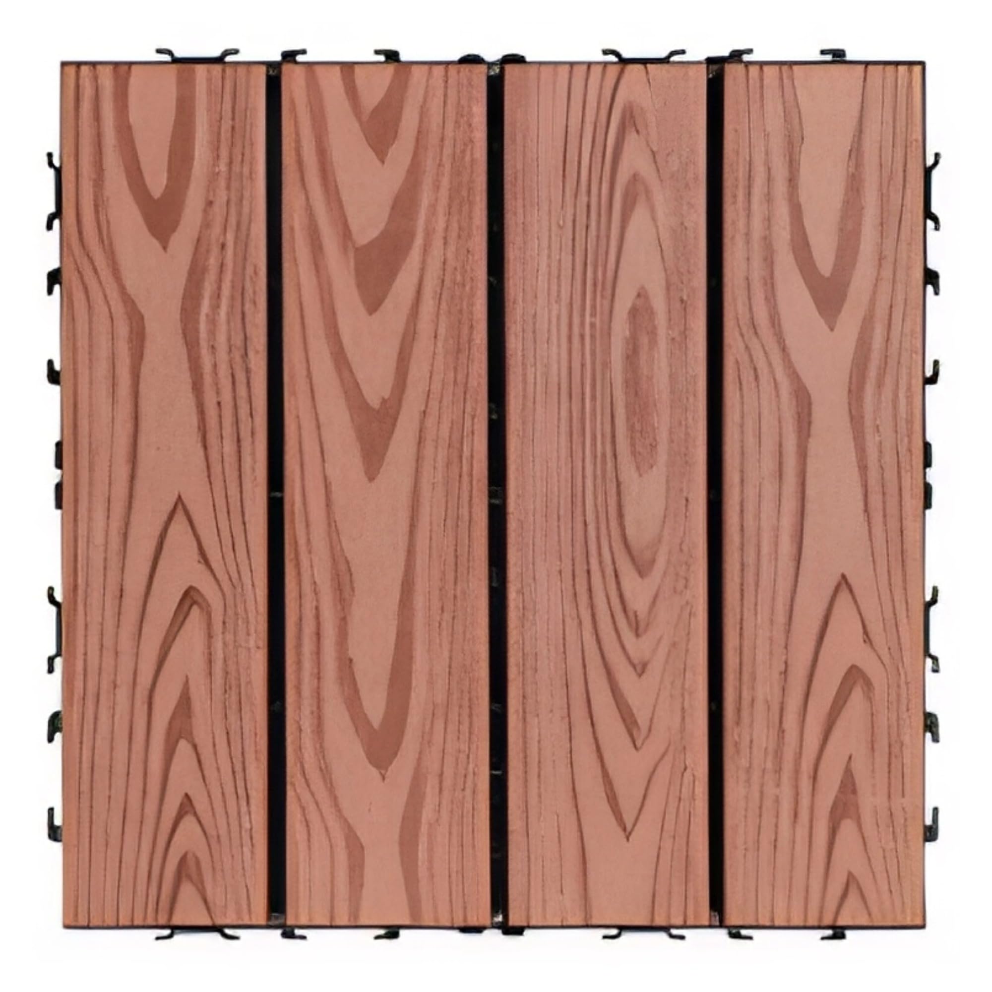 22 Pcs Composite Wood Patio Deck Tiles, Interlocking Flooring