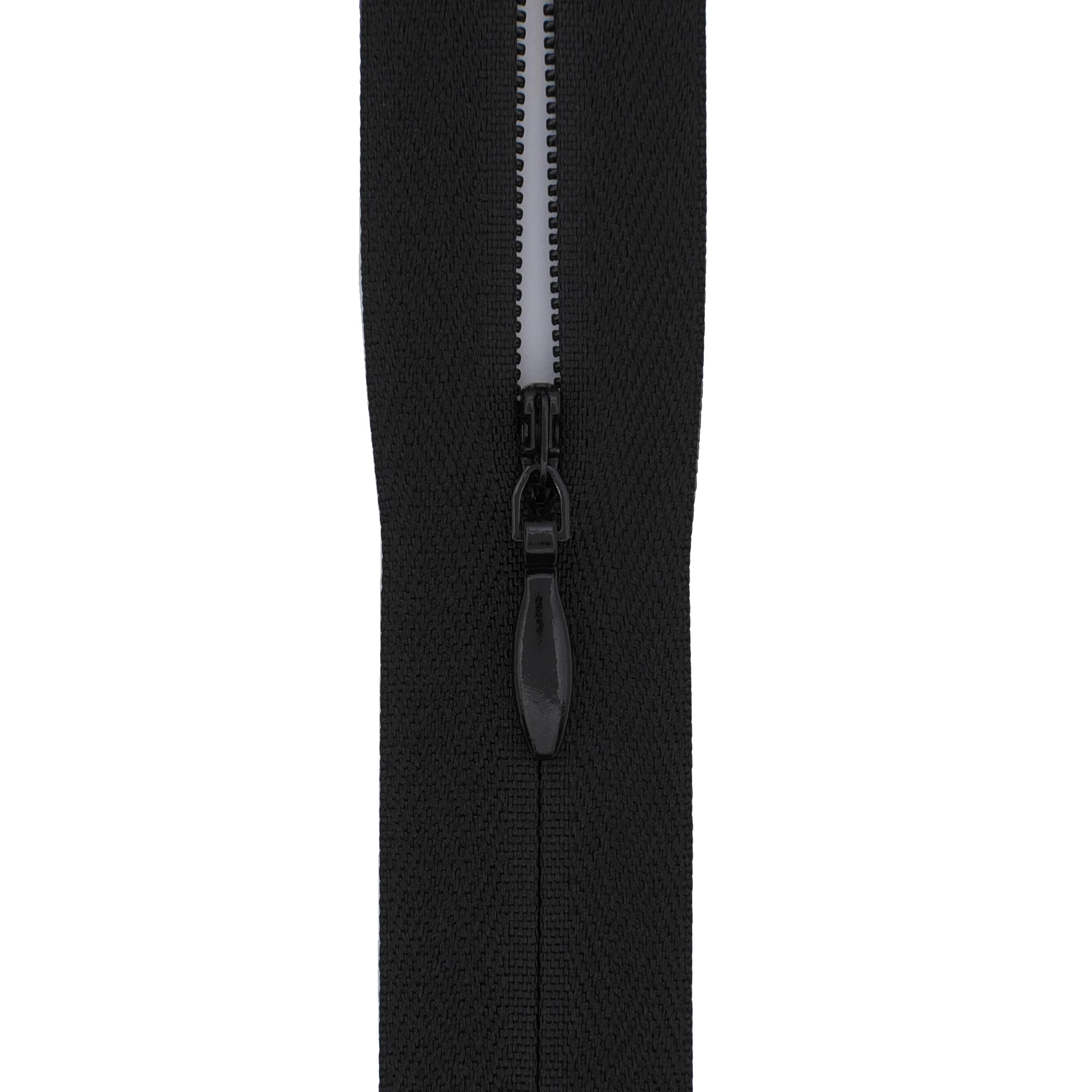 5X #3 Invisible Zip 22 Inch (56cm) – Close-End-with Woven Tape for Bridal Gowns, Maxi Dresses & Large Upholstery - Hidden Nylon Zips for Tailoring & Decor (Black)