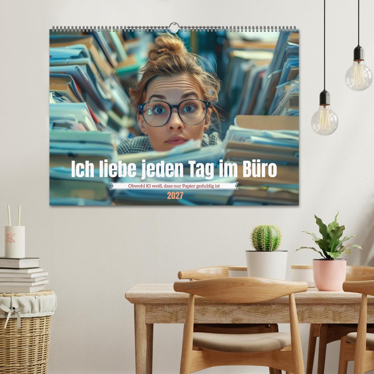 CALVENDO - Ich liebe jeden Tag im Büro (Wandkalender 2027 DIN A2 quer), Monatskalender: Arbeitswahn und Papierstau: Das Comedy-Bürokalender