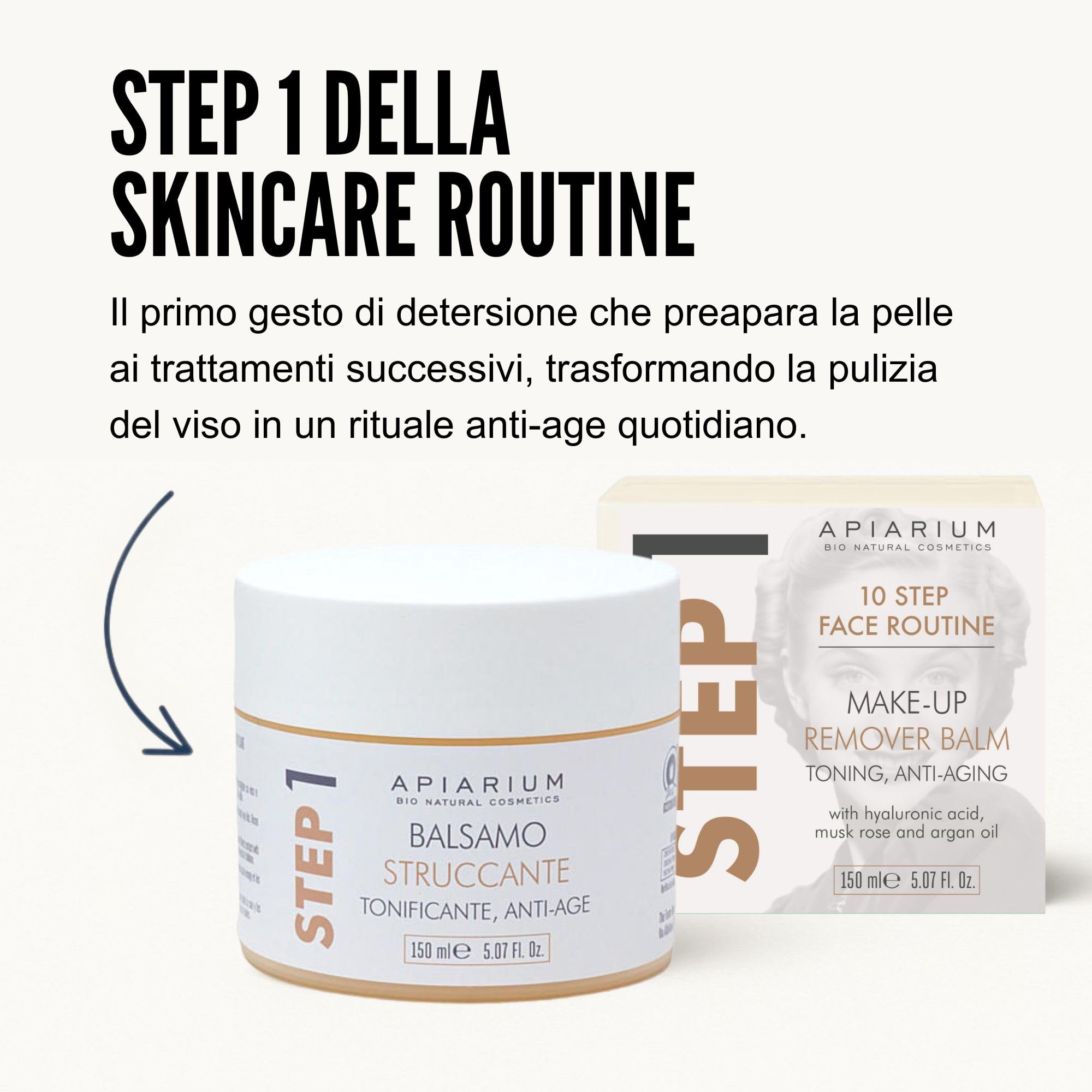 APIARIUM Balsamo Struccante Viso e Occhi Anti-Age con Acido Ialuronico – Burro Detergente Tonificante, Step 1 Skincare Routine, 150 ml