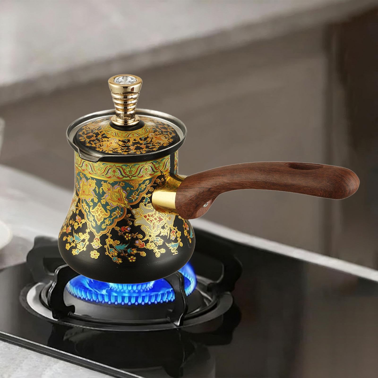 Caffettiera con Coperchio E Manico Ergonomico. Facile da Pulire. Design Antiscottatura. Riscaldamento Uniforme. a Prova di Perdite. Adatta per Cucina, 350 Ml