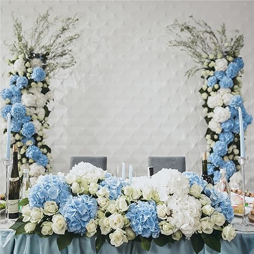 Miniatura 7 de Auihiay 26 piezas de flores hortensias artificiales de seda con tallo para decoración del hogar, bodas, fiesta.