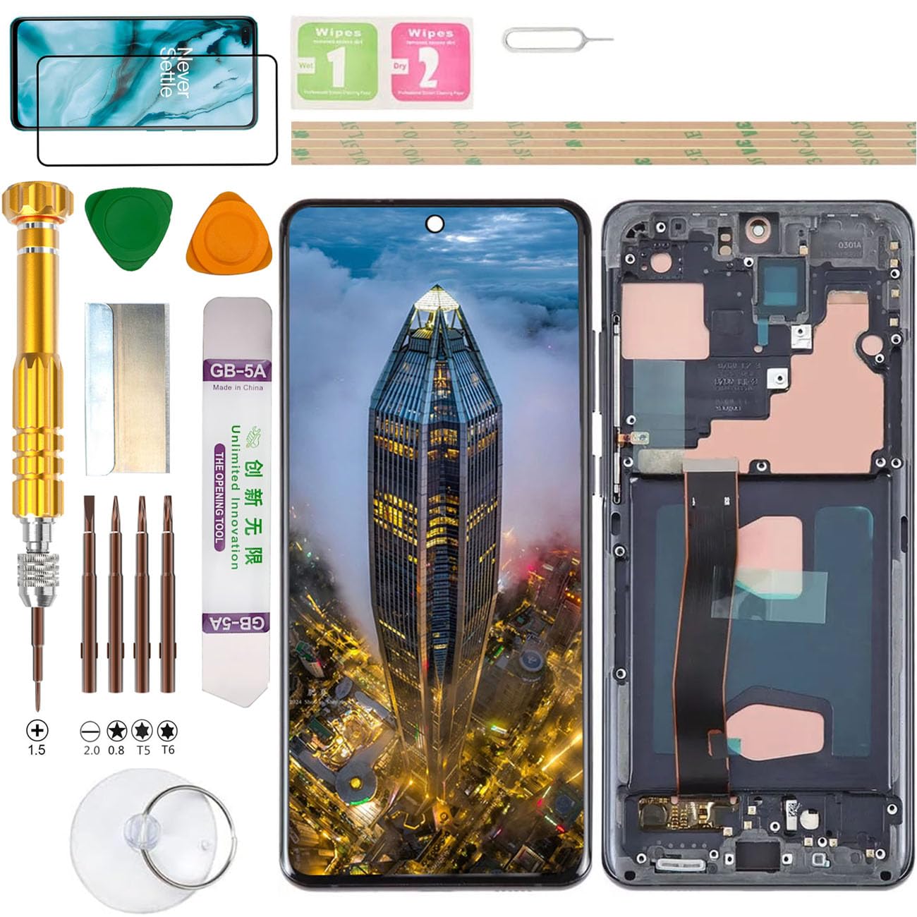 (bez odcisków palców) Zespół wyświetlacza LCD do Samsung Galaxy S20 Ultra 5G SM-G988B/DS, G988B, G988U, G988U1, G988, G988N, G988W, SCG03 zestaw do wymiany ekranu (czarny)