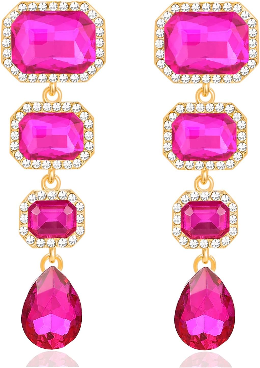 Amazon.com: Denifery Crystal Rhinestone Dangle Earrings Colorful ...