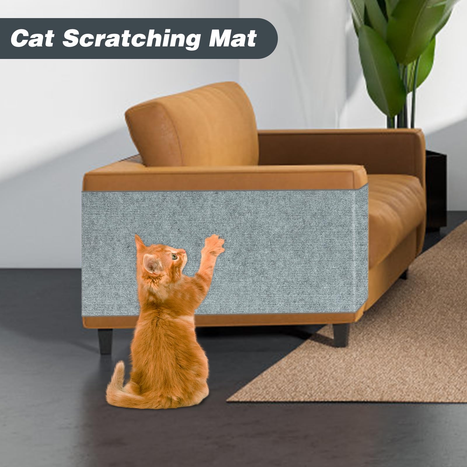 Lot De 5 Tapis Griffoirs Auto-adhésifs Pour Chat - Découpables, Couleur Gris, Protection Meubles Et Murs
