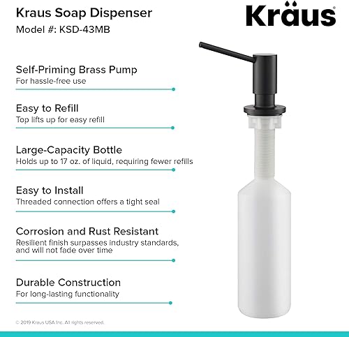 Miniatura 2 de KRAUS Dispensador de jabón y loción de cocina en negro mate, KSD-43MB