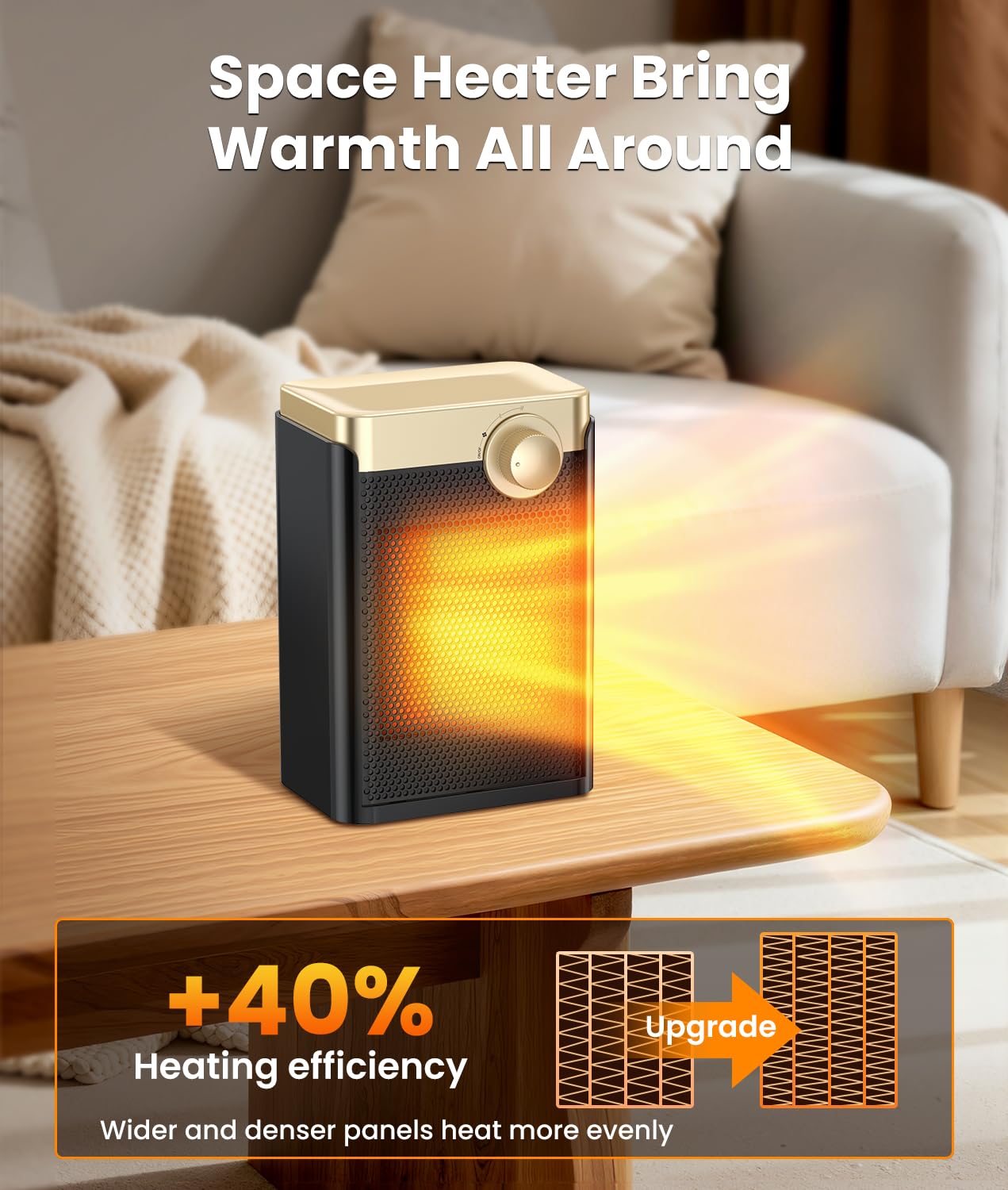 Termoventilatore SereneLife 1500W PTC Ceramico - Wi-Fi, Telecomando, Timer 12h, 15x15x24 Cm, Bianco Per Bagno E Ufficio