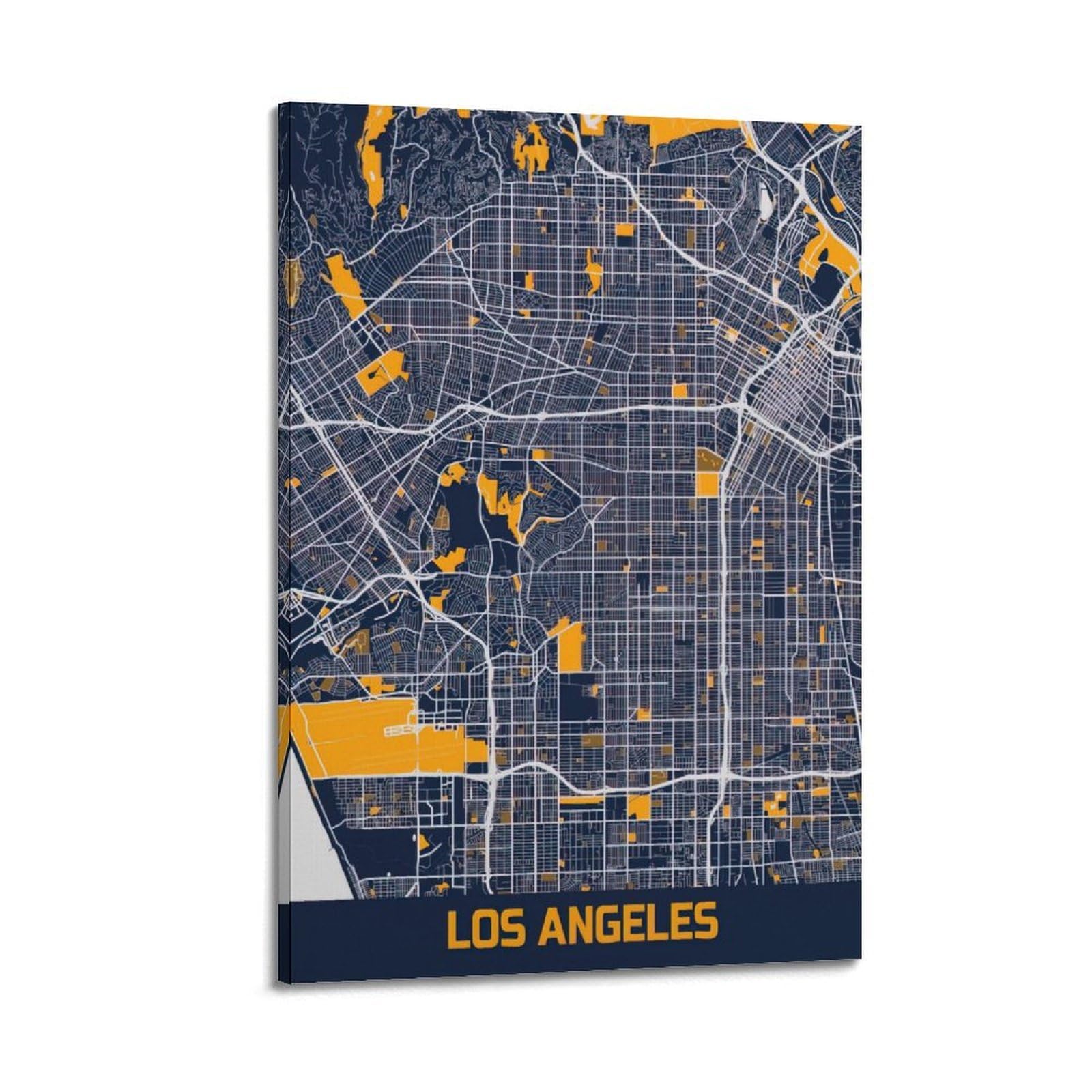 OKAHYS Map Poster Los Angeles, California, USA Decorative Painting Canvas Wall Artworks Picture 12x18inch(30x45cm)