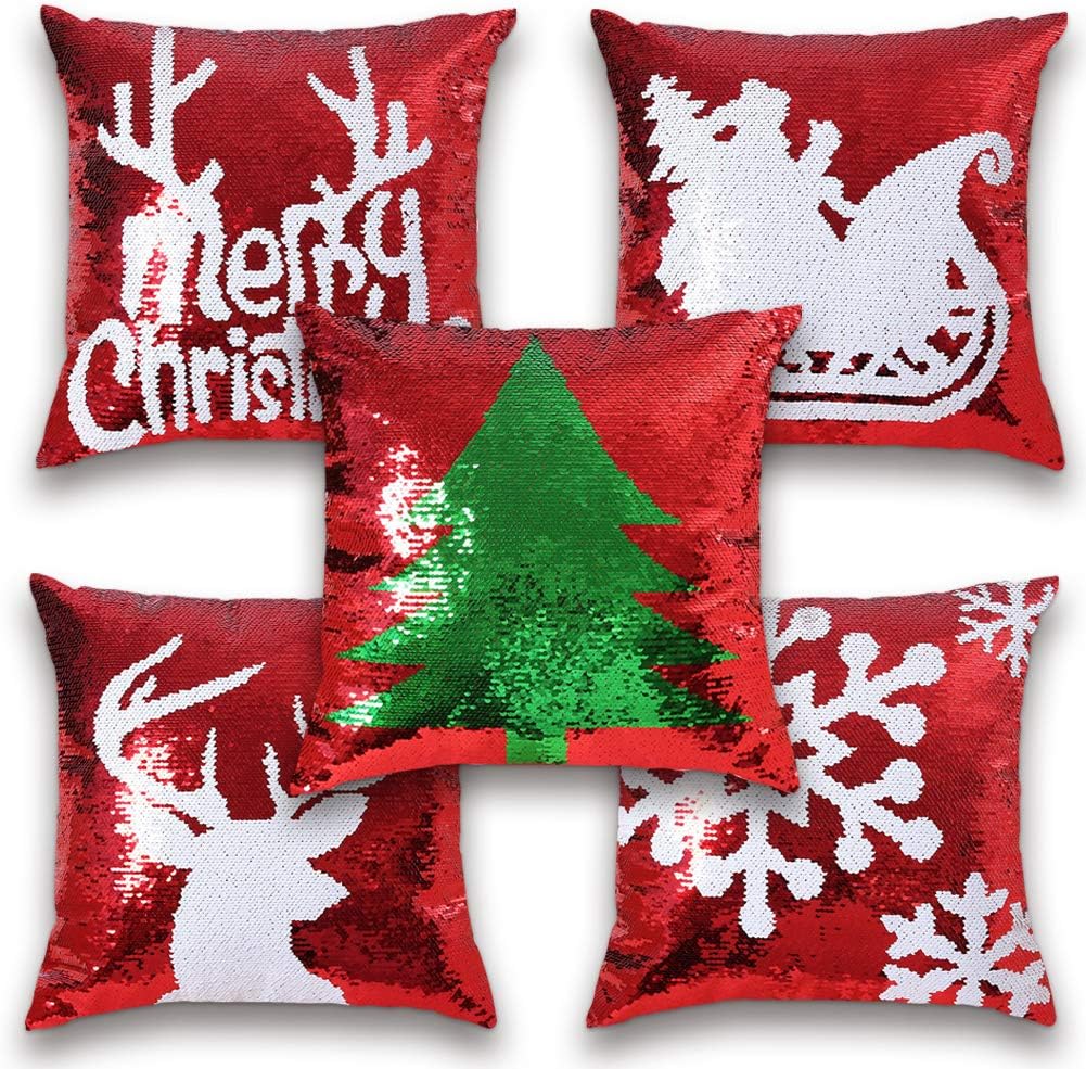 sequin christmas pillow