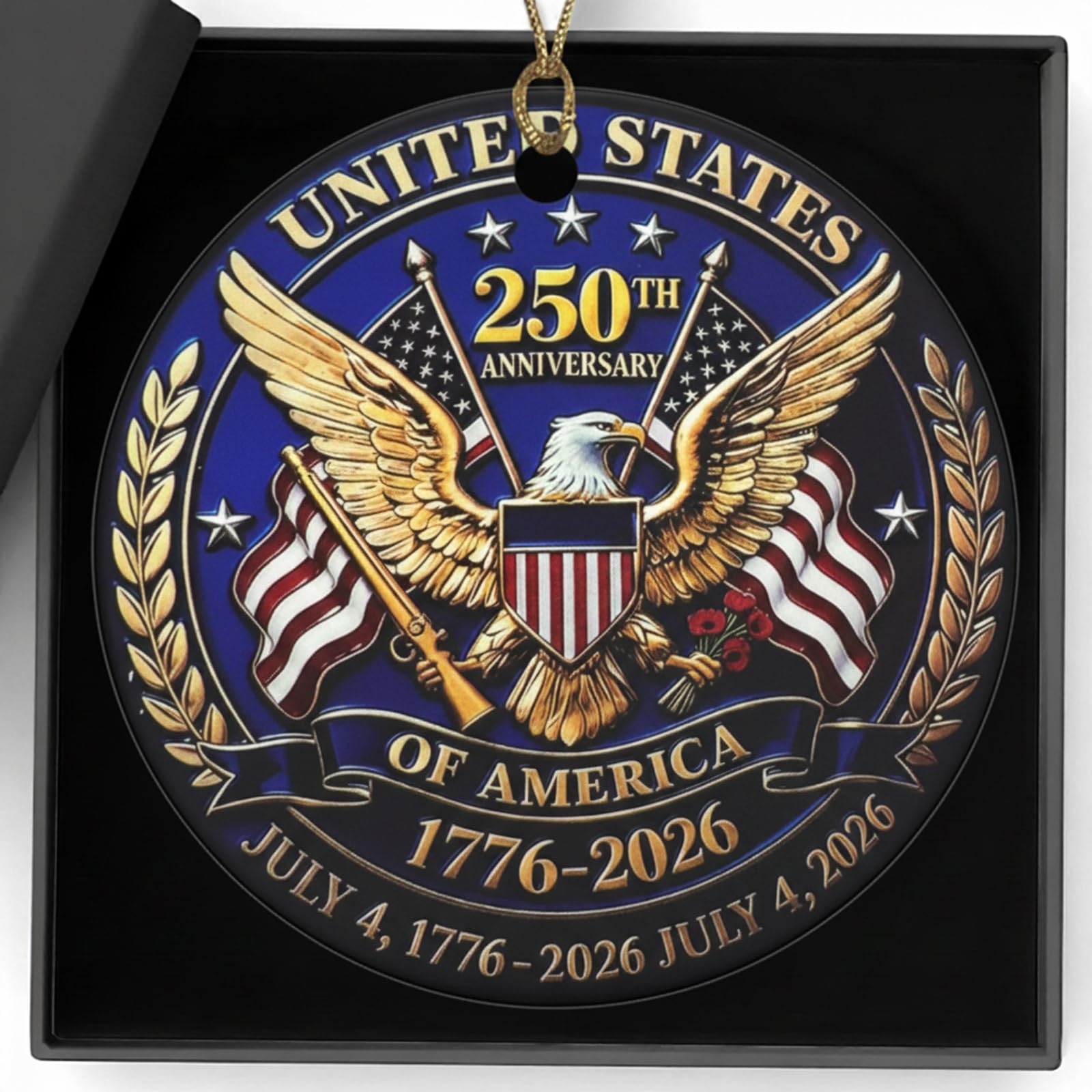 Kytunera Blue-2 250 Anniversary Ornament 1776–2026 Usa 250Th Anniversary Merchandise Commemorative Ceramics Ornament Gift For Independence Day Veterans Day And Other American Celebrations