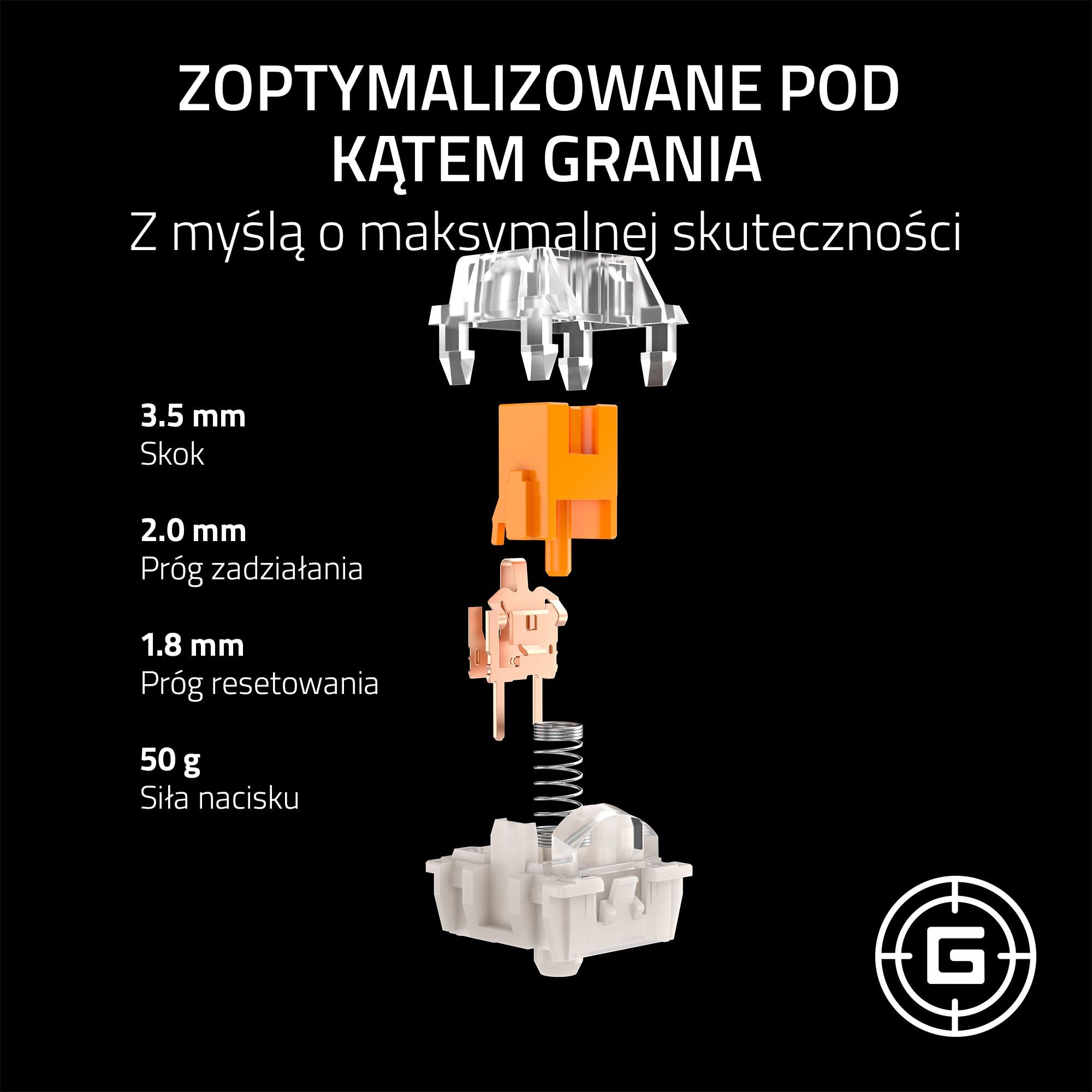 Razer Zestaw przełączników mechanicznych – pomarańczowy przełącznik dotykowy (zoptymalizowany do gier, przezroczysta obudowa przełącznika z soczewką LED, żywotność 100 milionów naciśnięć klawiszy