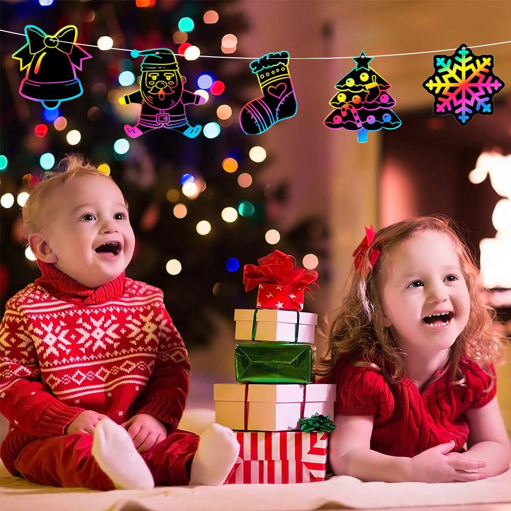 Scratch Art Niños Hojas De Rascar Navideñas – 48 Láminas Rainbow Con Lápices Y Cintas, Manualidad Para Niños Y Decoración Magic Scratch Book Para Niños Scratch Art Niños Hojas De Rascar Navideñas – 48 Láminas Rainbow Con Lápices Y Cintas, Manualidad Para Niños Y Decoración Magic Scratch Book Para Niños