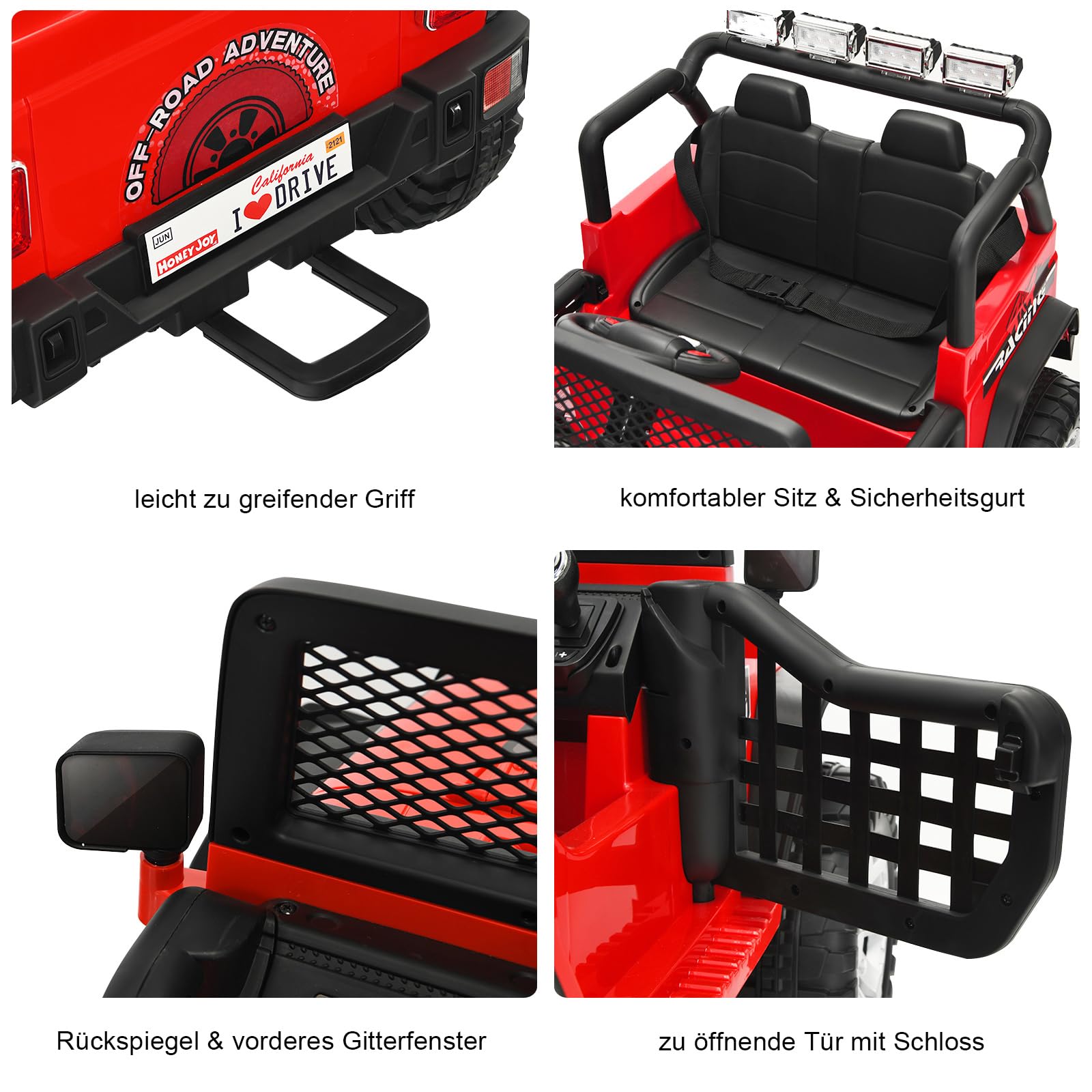 COSTWAY Elektryczny samochód dla dzieci, 12 V, elektryczny samochód dziecięcy z muzyką, klaksonem, USB, MP3 i radiem, 3 prędkości, w zestawie pilot zdalnego sterowania, elektryczny samochód dla dzieci