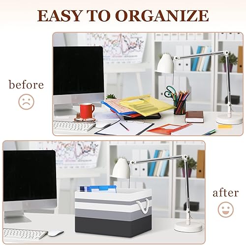 Vista 38 de Fab totes Contenedores de almacenamiento [paquete de 3], cestas de almacenamiento plegables para organizar juguetes, libros, estantes, armario, caja