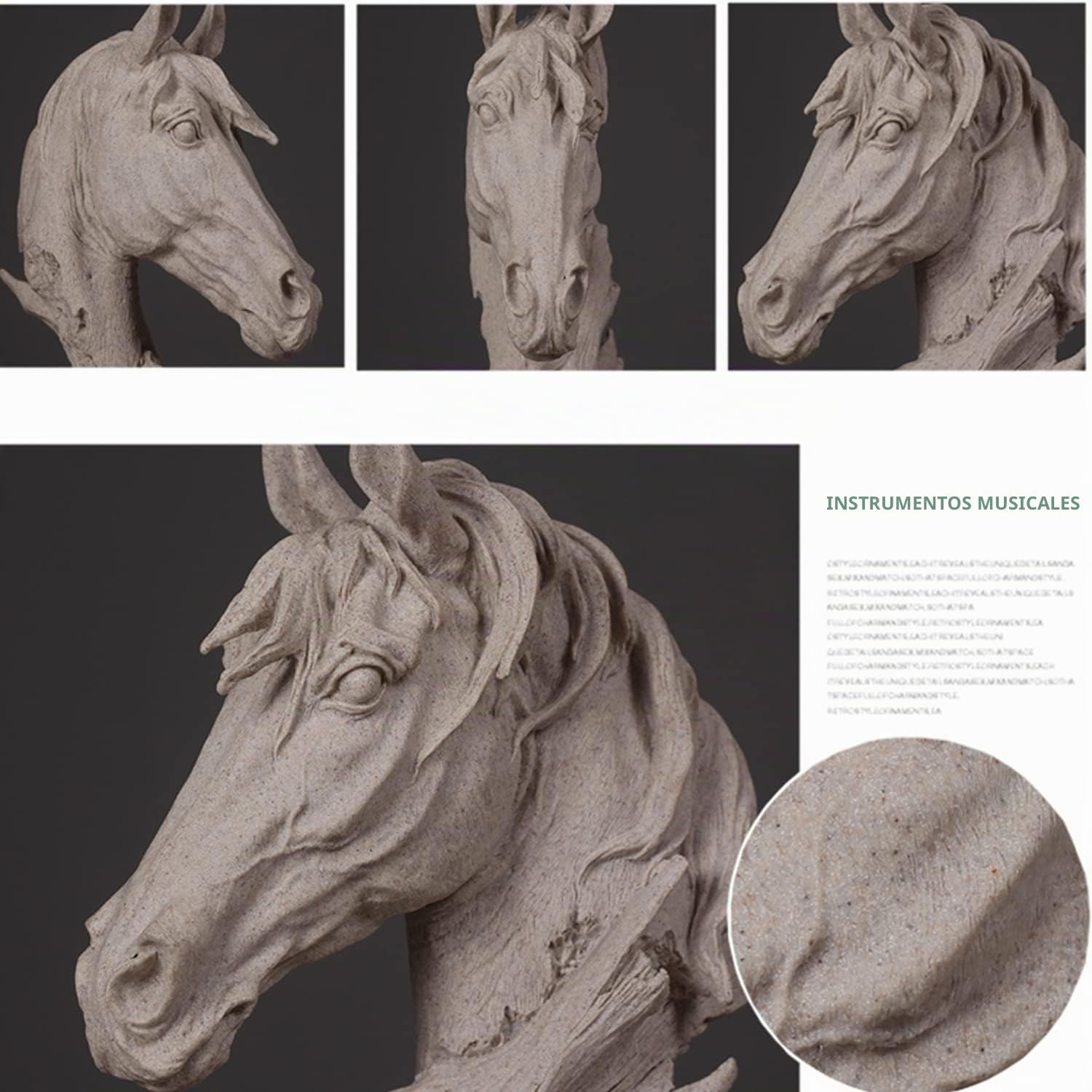 Los Caballos Estatua,Centro de Mesa Decorativo Salon,Escultura Abstracta, Decoración de Estantería,Cabezas de Animales Decorativas,Decoracion Hogar,Decoracion Mesa Comedor（Negro）