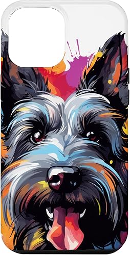 iPhone 13 Pro Max Scottish Terrier Retrato  Estuche de ilustraciones en color retrato disponible en Yaxa Peru