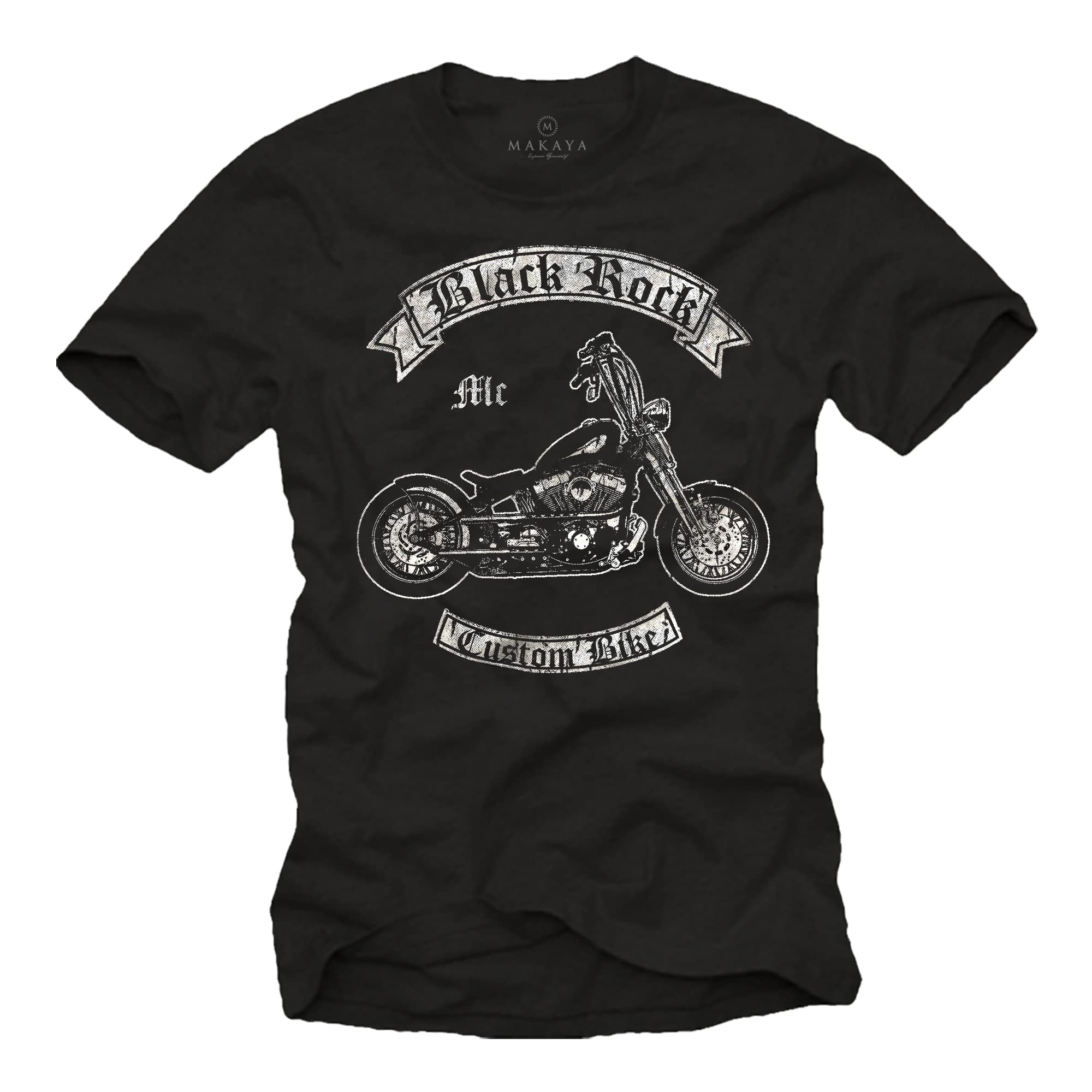 MAKAYA Biker T Shirt for Men Custom Chopper Black XXXXXL