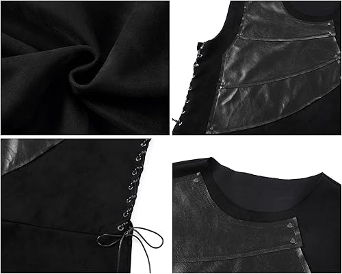 Miniatura 6 de Chalecos medievales sin mangas para hombre, chaleco de guerrero renacentista, chaleco victoriano, chaleco vikingo de cuero