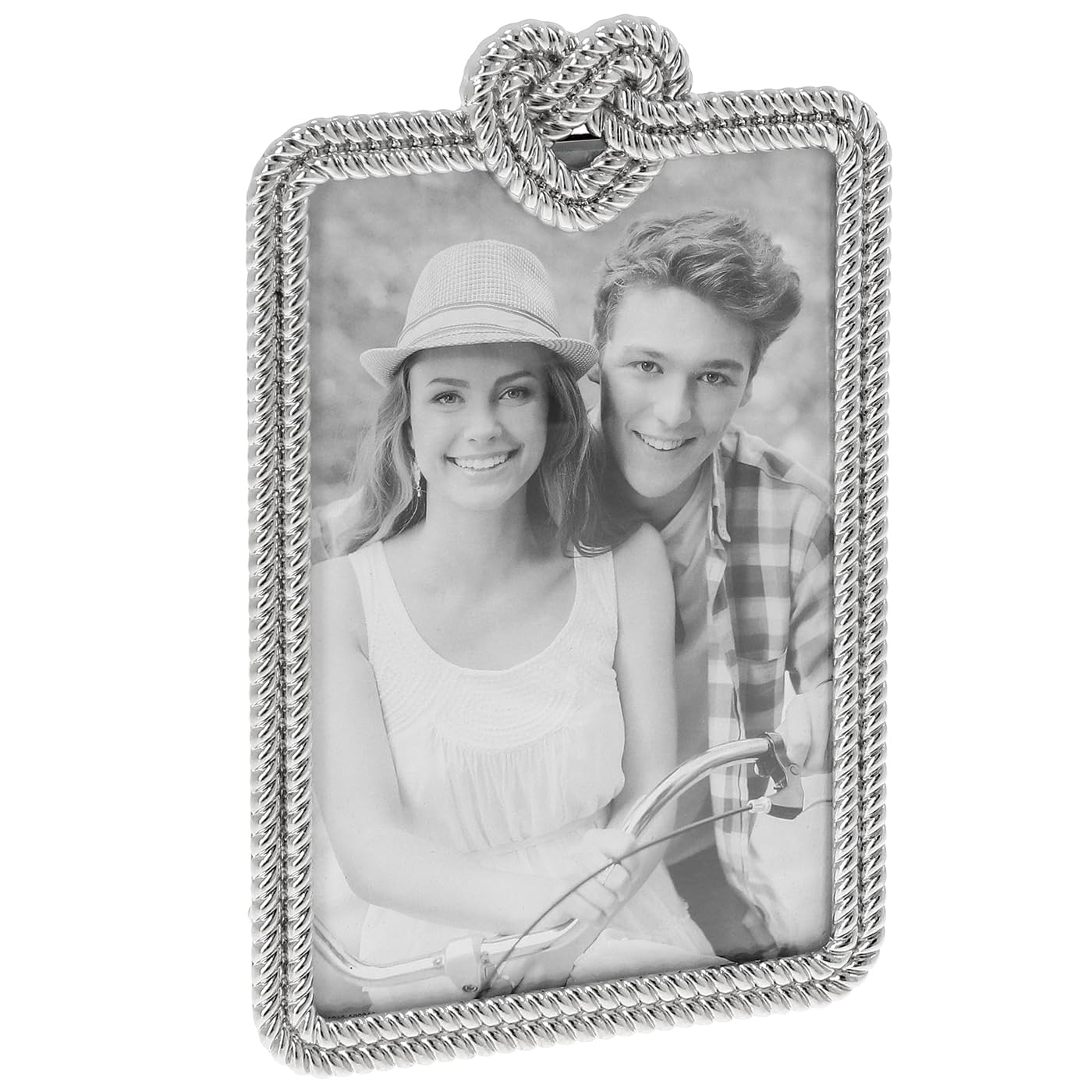 Shudehill Giftware Silver Rope Photo Frame, 4x6, Decorative Twisted Rope Border (Silver Rope Heart Frame 4x6)