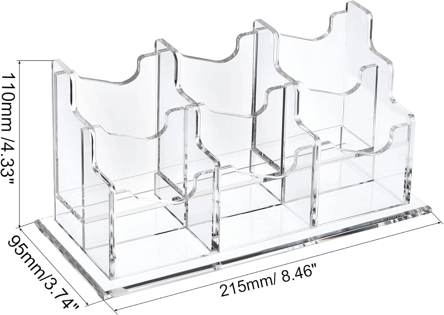 PATIKIL Business Card Holder, Acrylic Vertical 6 Slots Desktop Name Cards Display Stand for Office Desk, Clear