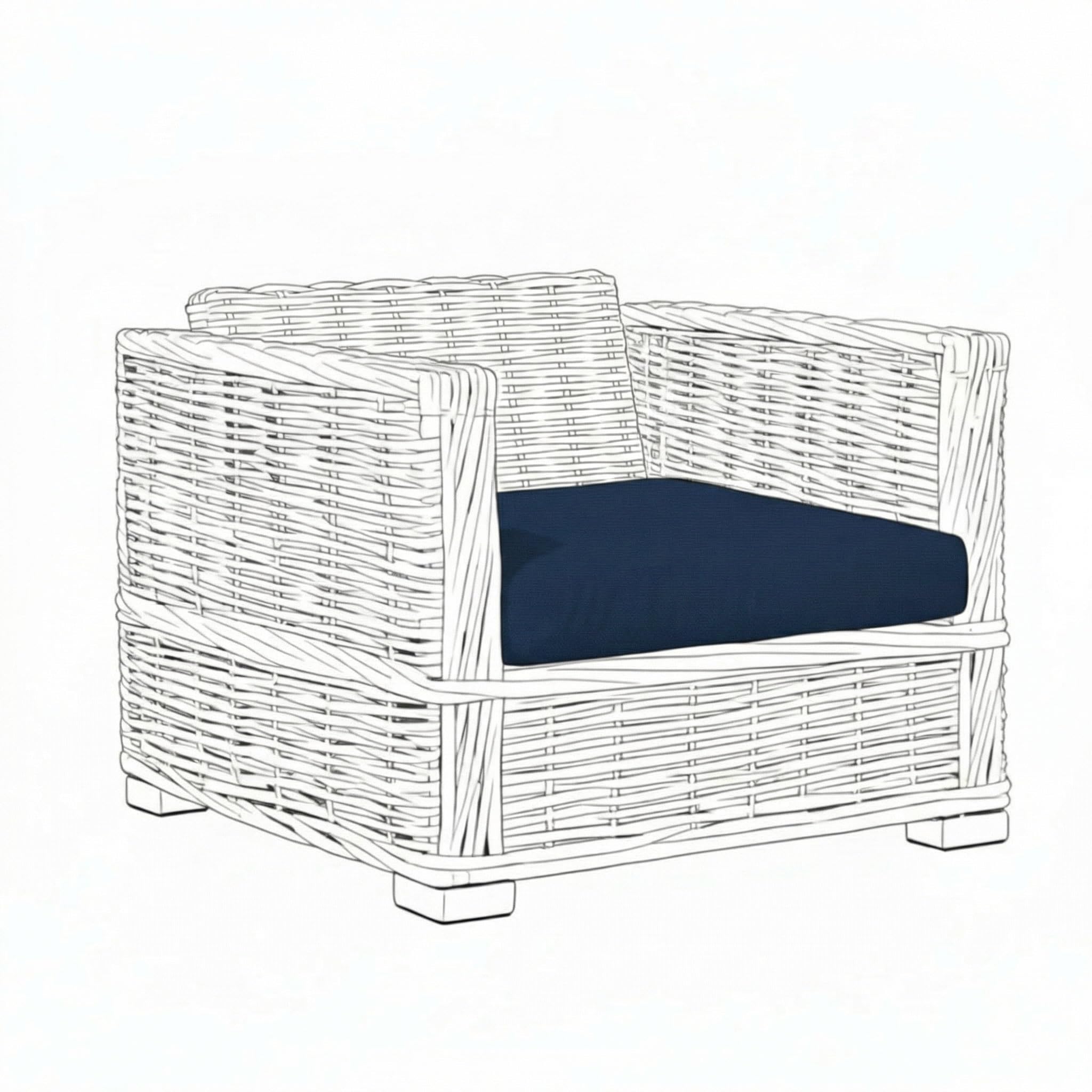 Kosiproducts Replacement Rattan Seat Pads Water Resistant for Outdoor Patio Garden Seating [Navy Blue, Seat Only 58x52x6]