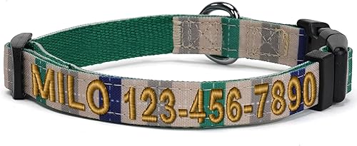 Vista 100 de Pawtitas Collar personalizado para perro, collar de perro pequeño, bordado con nombre, número de teléfono, collar de cachorro, collar ajustable