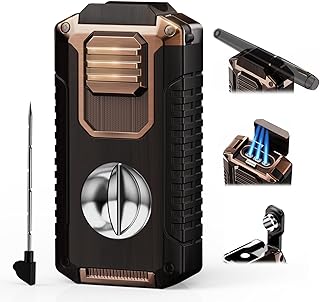 5-in-1 Torch Lighter with Tool, Punch, Holder and Draw Enhancer Tool, Triple Windproof Jet