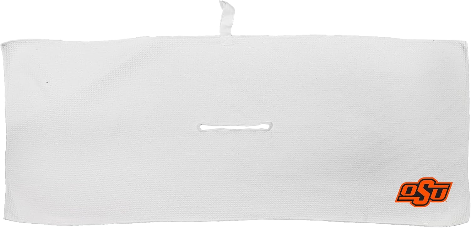 Team Golf NCAA NCAA Microfiber Towel - 16" X 40" (White) with Carabiner Clip, Premium Microfiber with Deep Waffle Pockets- Superior Water Absorption and Quick Dry Golf Cleaning Towel