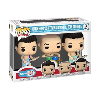 Funko Pop! Rocks: Blink 182-3 Pack Tom DeLonge, Mark Hoppus, Travis Barker – Blink-182 – Figurine en Vinyle à Collectionner – Idée de Cadeau – Produits Officiels – Music Fans - Les Beatles, Paul McCartney, John Lennon, RIngo Starr, George Harrison